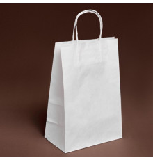 Білий пакет із крафт-паперу виготовлений із екологічно чистого безпечного матеріалу з крученими ручками - 190/120/280мм
